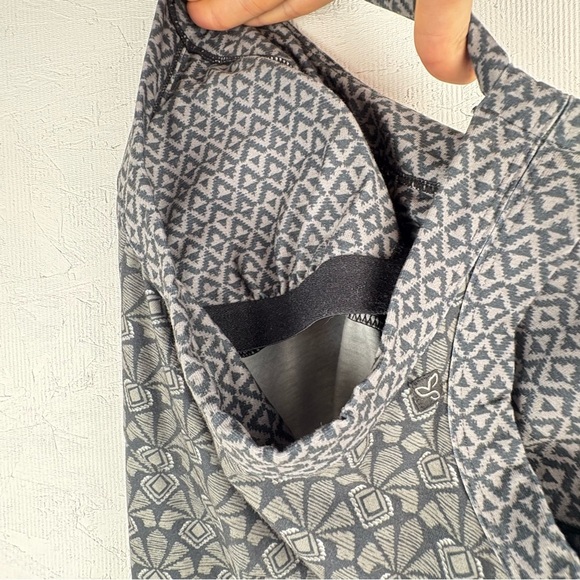 Prana Black & Gray Babydoll Geo Patterned Midi Halter Dress Built In Bra Small - Picture 9 of 9